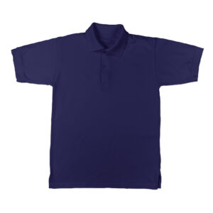 Navy Blue Basic Cotton Collar T-shirt