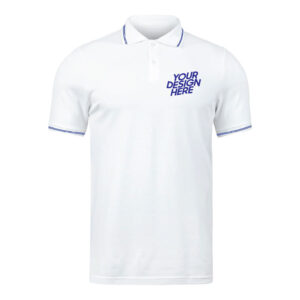 Ruffty White Collar Neck T-shirt With Blue Tipping