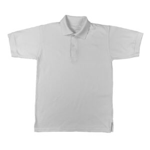 White Basic Cotton Collar T-shirt