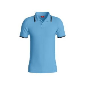 Sky Blue Premium Performance DryFit Collar T-shirt With Black Tipping