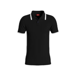 Black Basic Pro Performance DryFit Collar T-shirt With White Tipping