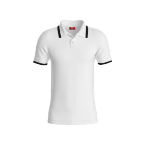 White Basic Pro Performance DryFit Collar T-shirt With Black Tipping