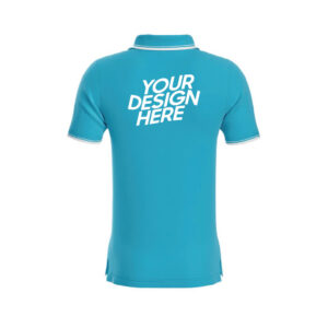 Teal Blue Premium Performance DryFit Collar T-shirt With White Tipping