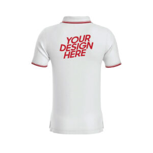 White Premium Performance DryFit Collar T-shirt With Red Tipping