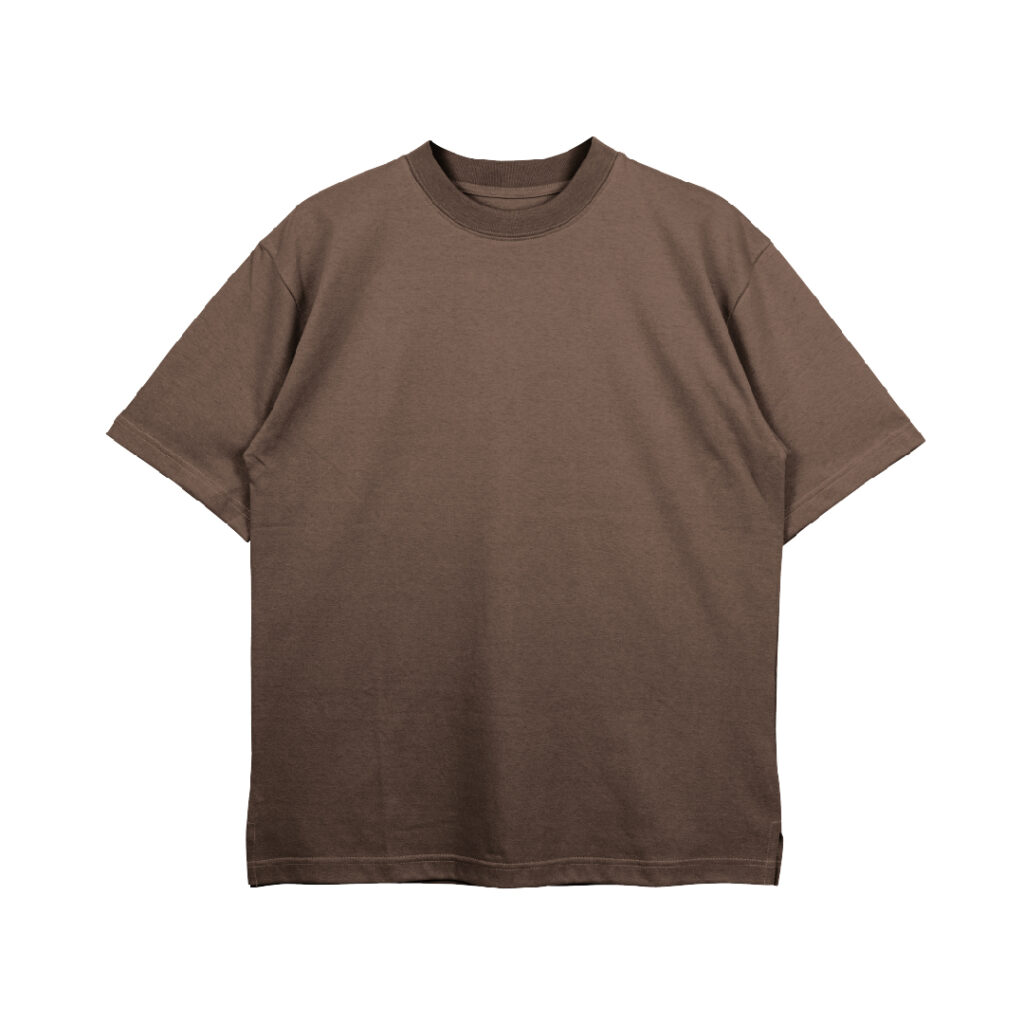 Oversized Brown Looper Knit Cotton T-Shirt
