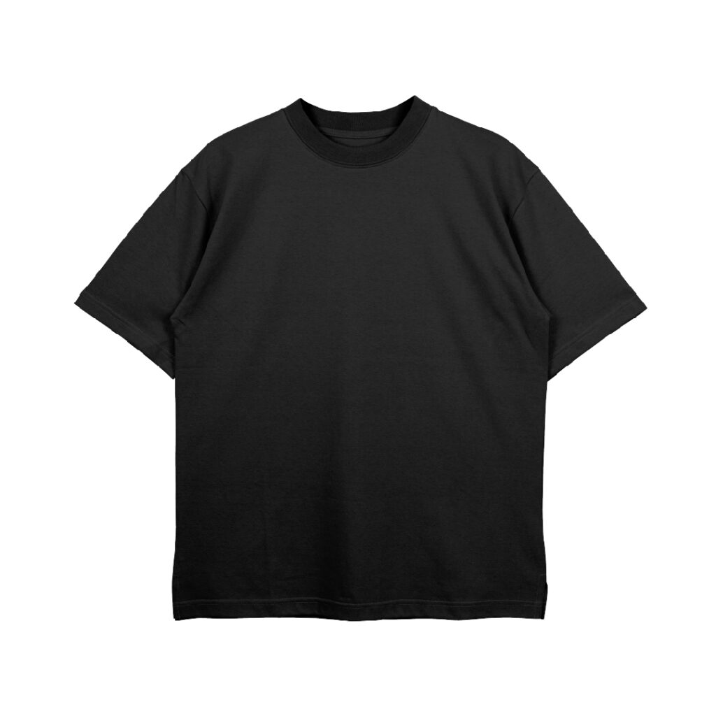 Oversized Black Looper Knit Cotton T-Shirt [No Minimum]